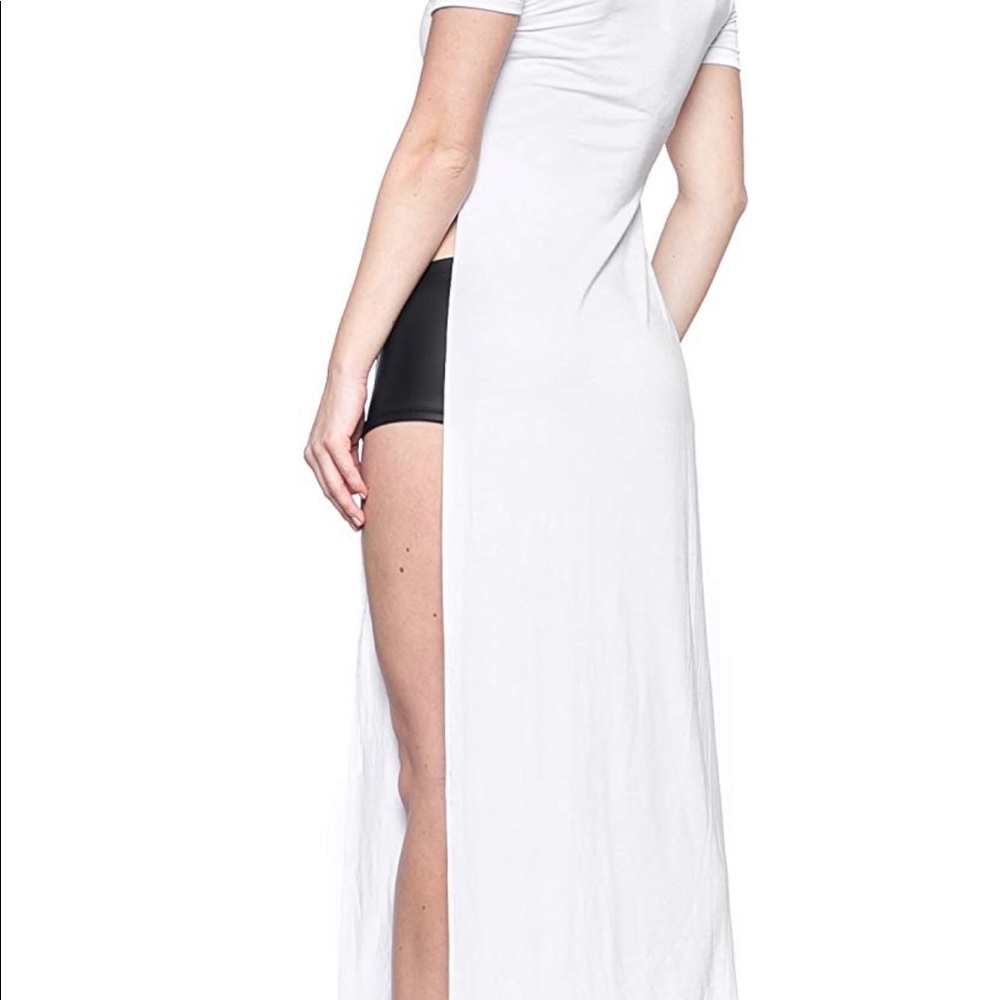 High split maxi t-shirt dress in white